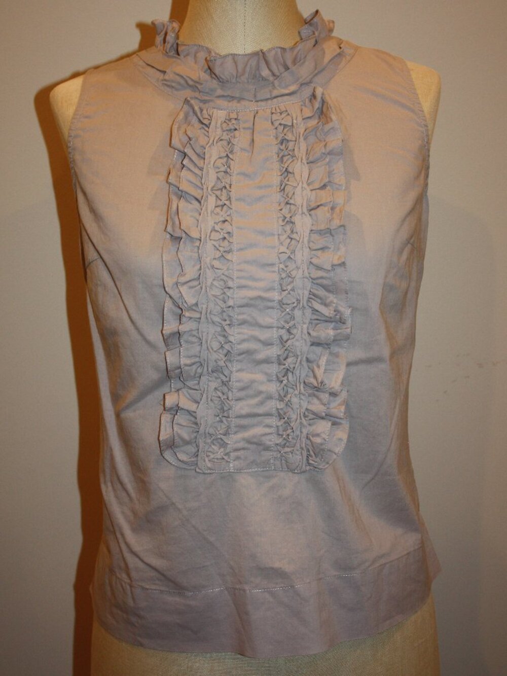ANTHROPOLOGIE EDME & ESYLLTE LILAC SLEEVELESS RUFFLED TOP SHIRT - 4 SMALL